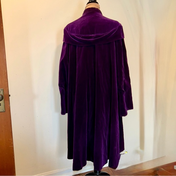 Vintage 1930s Opera Coat Purple Velvet Evening Wear XL - Picture 3 of 12